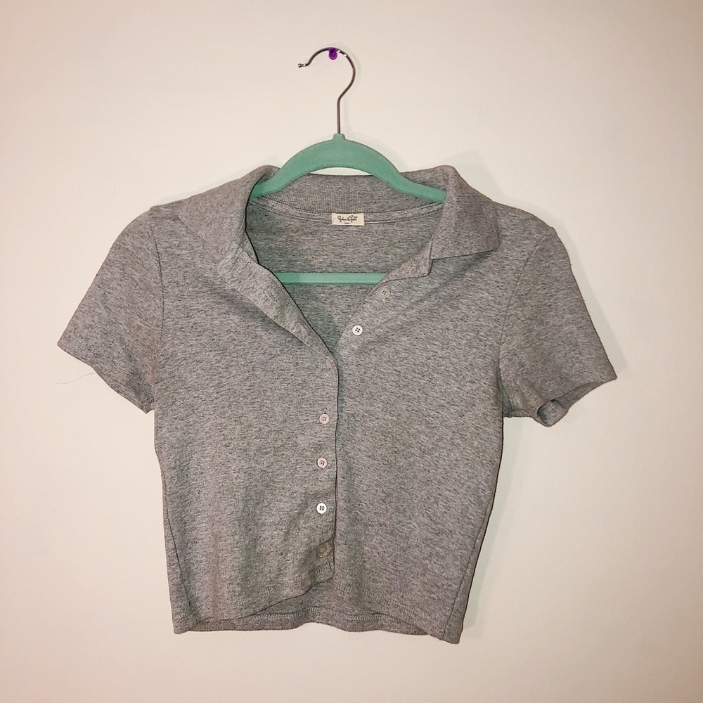 John Galt Button Up Crop Top
